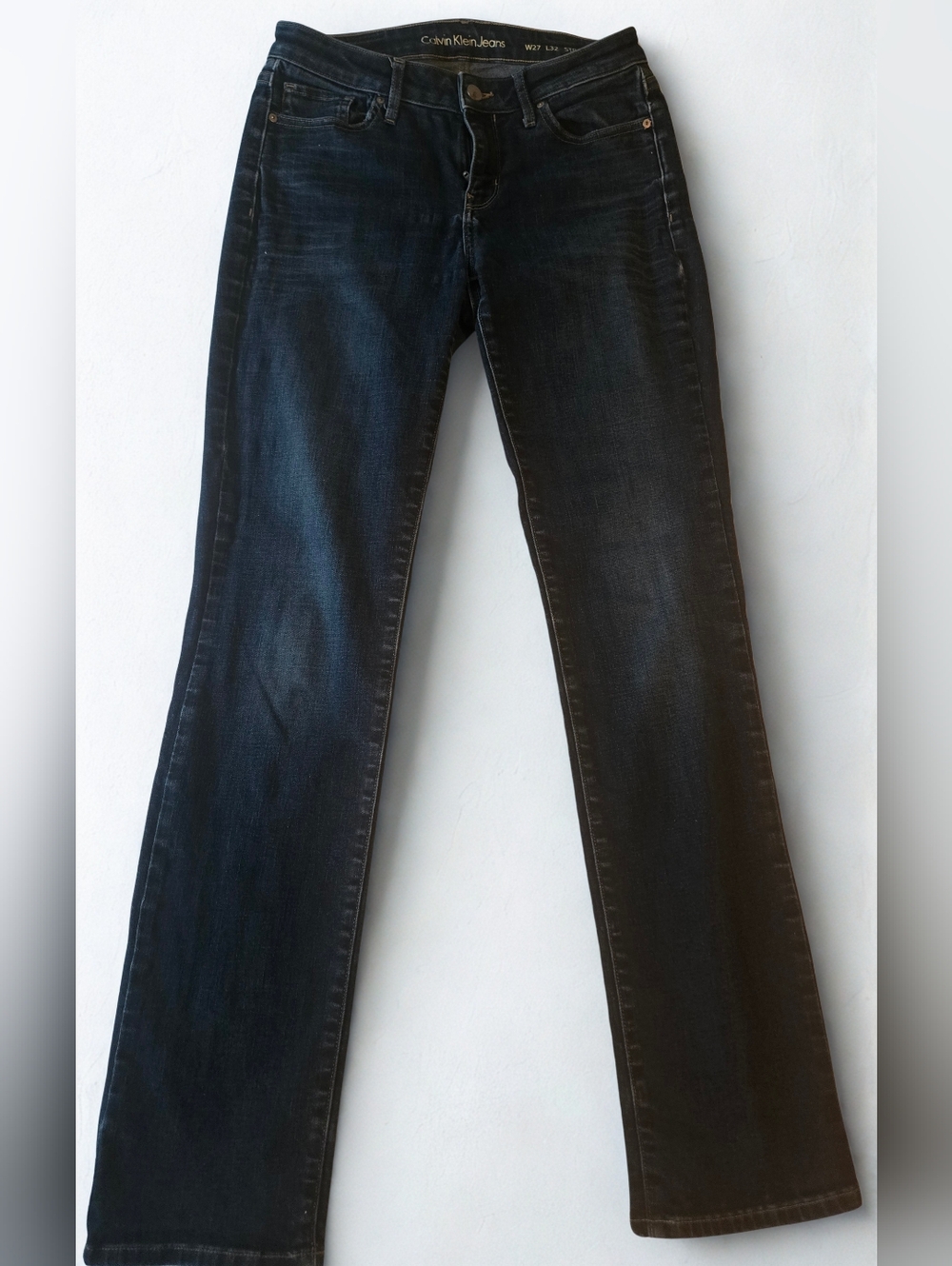 Calvin Klein Jeans W27 L32 Straight Dark Wash Mid Rise Stretch Denim